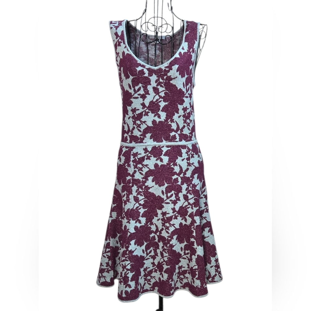 Floral silver dress with burgundy flowers